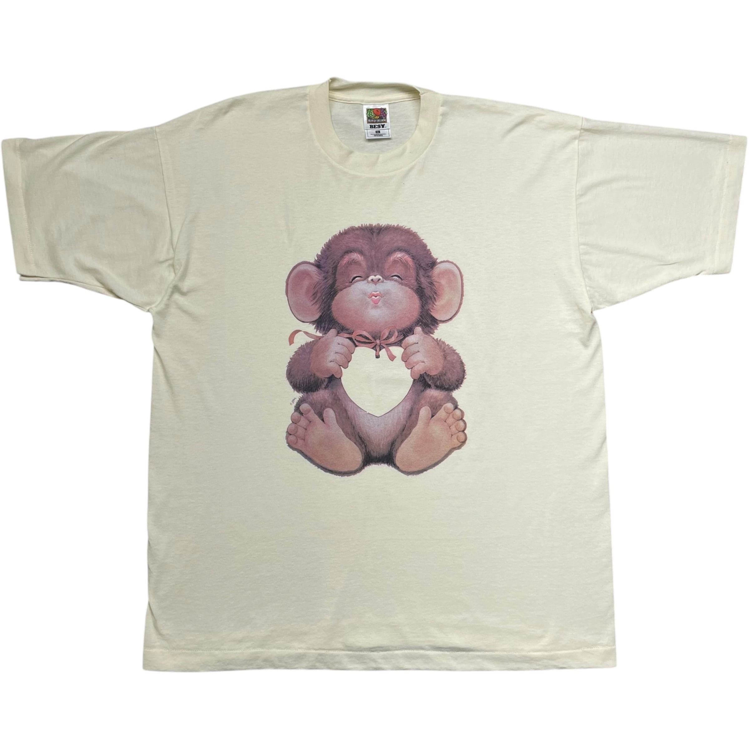 《XL》 FRUIT OF THE ROOM フルーツオブザルーム Tシャツ アニマルプリント イエロー シングルステッチ 90年代 vintage no.7126