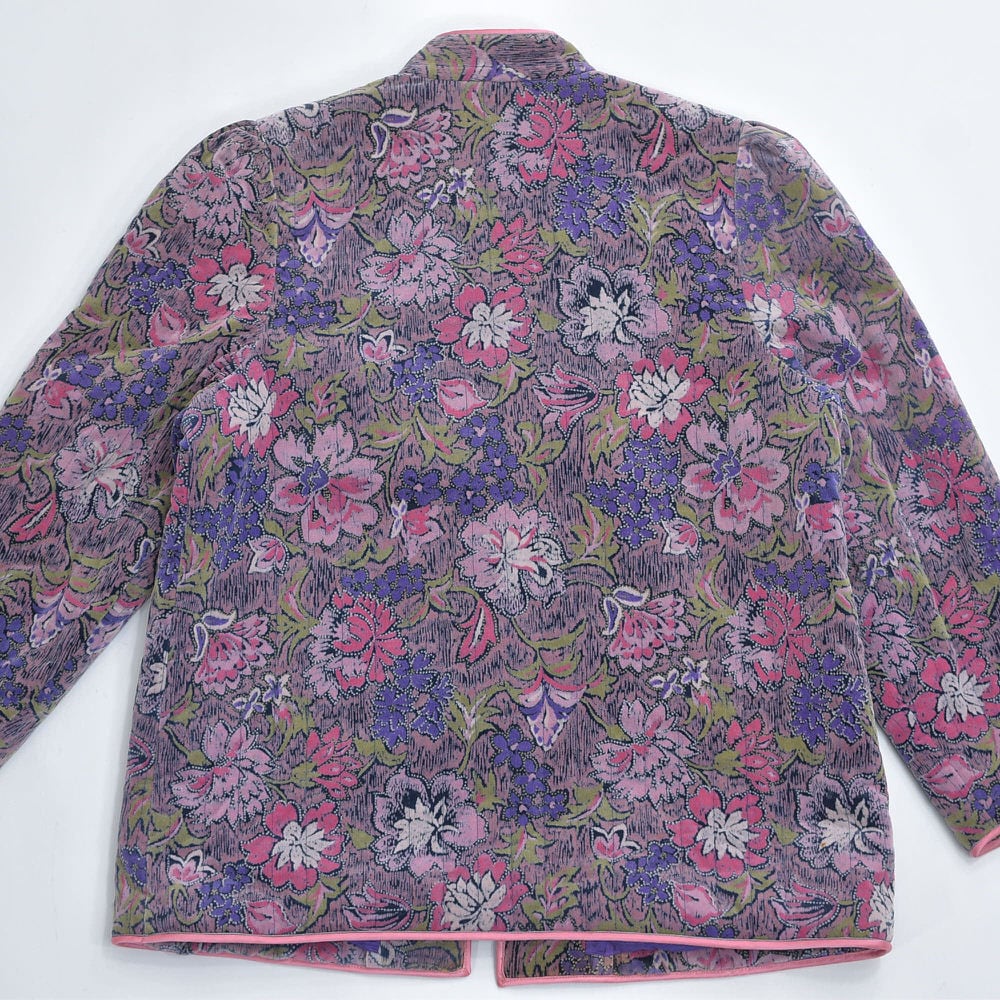 80s～ Kung Fu Jacket ストライプキルティング 花柄 チャイナ