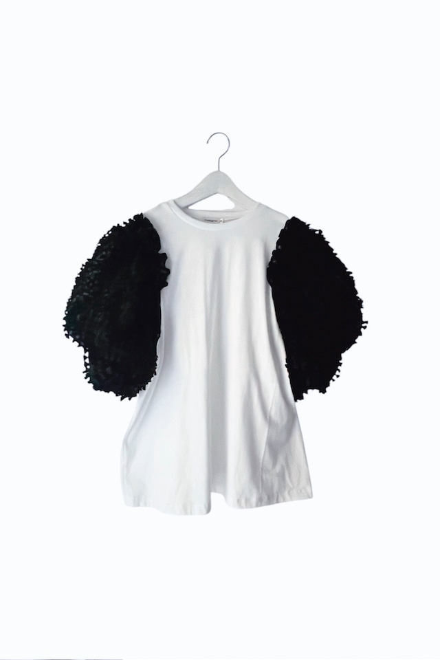 RIBBON ORGANDY BUBBLE SLV TEE / F1