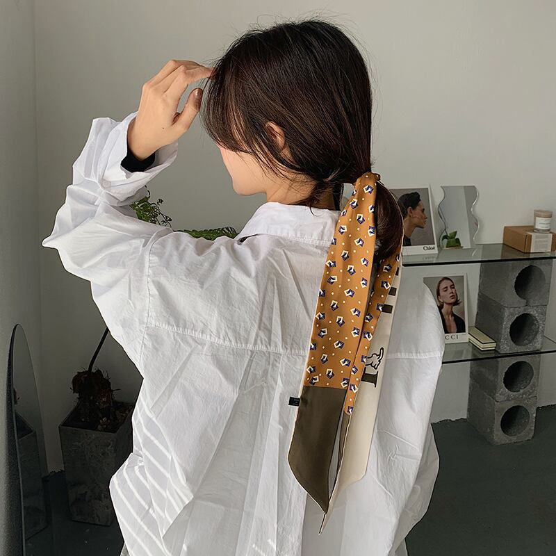 スカーフ ロングスタンダードスプリングオータム レトロ 春物 秋物 シルク ブラック・アイド・ピーズ98209513574