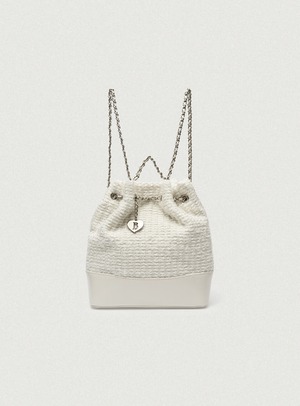 [The Barnnet] Tweed Drawstring Chain Backpack_Ivory 正規品 韓国ブランド 韓国通販 韓国代行 韓国ファッション ザ バーネット ザバーネット 日本 店舗
