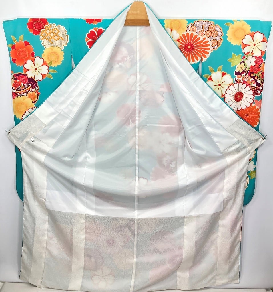 京友禅 斉藤三才 金駒刺繍 2点セット 振袖 袋帯 花柄 トールサイズ
