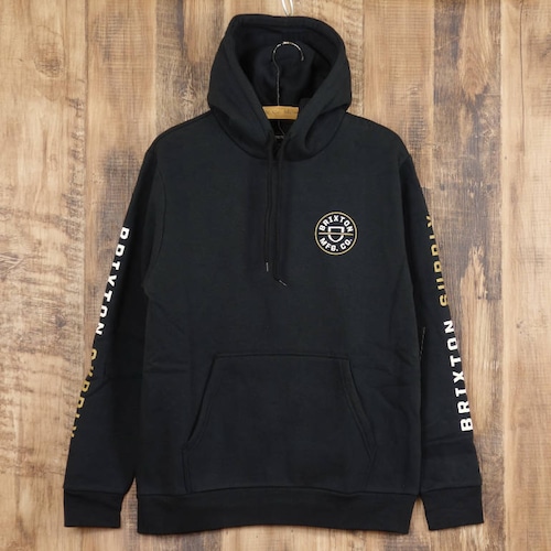 BRIXTON ブリクストン プルオーバー パーカー メンズ CREST FLEECE HOOD ブラック