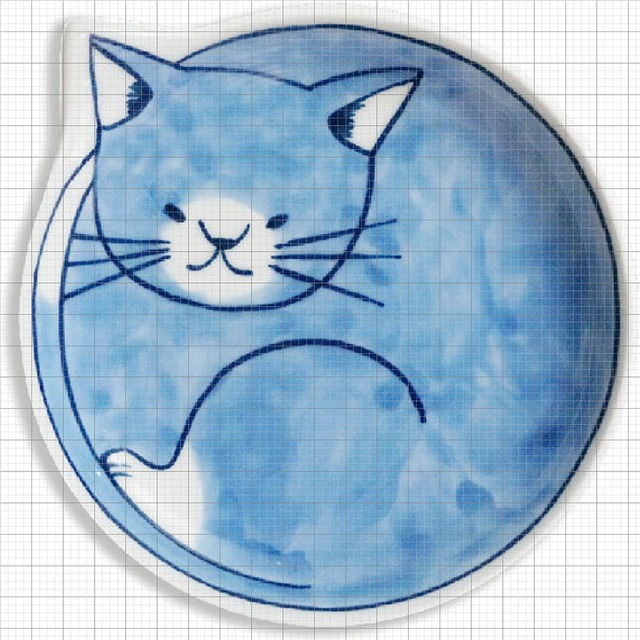 波佐見焼 猫絵皿（小）こてつ【日本製】 11.2 x 9.8 x 2.3センチ (cm)【ネコモノ】
