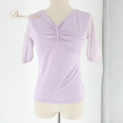 社交ダンス 衣装 スタンダード トップス レッスンウェア レディース 練習着 薄紫 パープル系 SEKINE セキネ レース 半袖 かわいい 清楚 ライブ配信 パーティー 服装 フィットネス ダンスウェア おしゃれ ストレッチ性 おすすめ 柔らかい シンプル ベーシック 体型カバー 半袖トップス 透け感 レディースファッション エレガント 上品 コーディネート