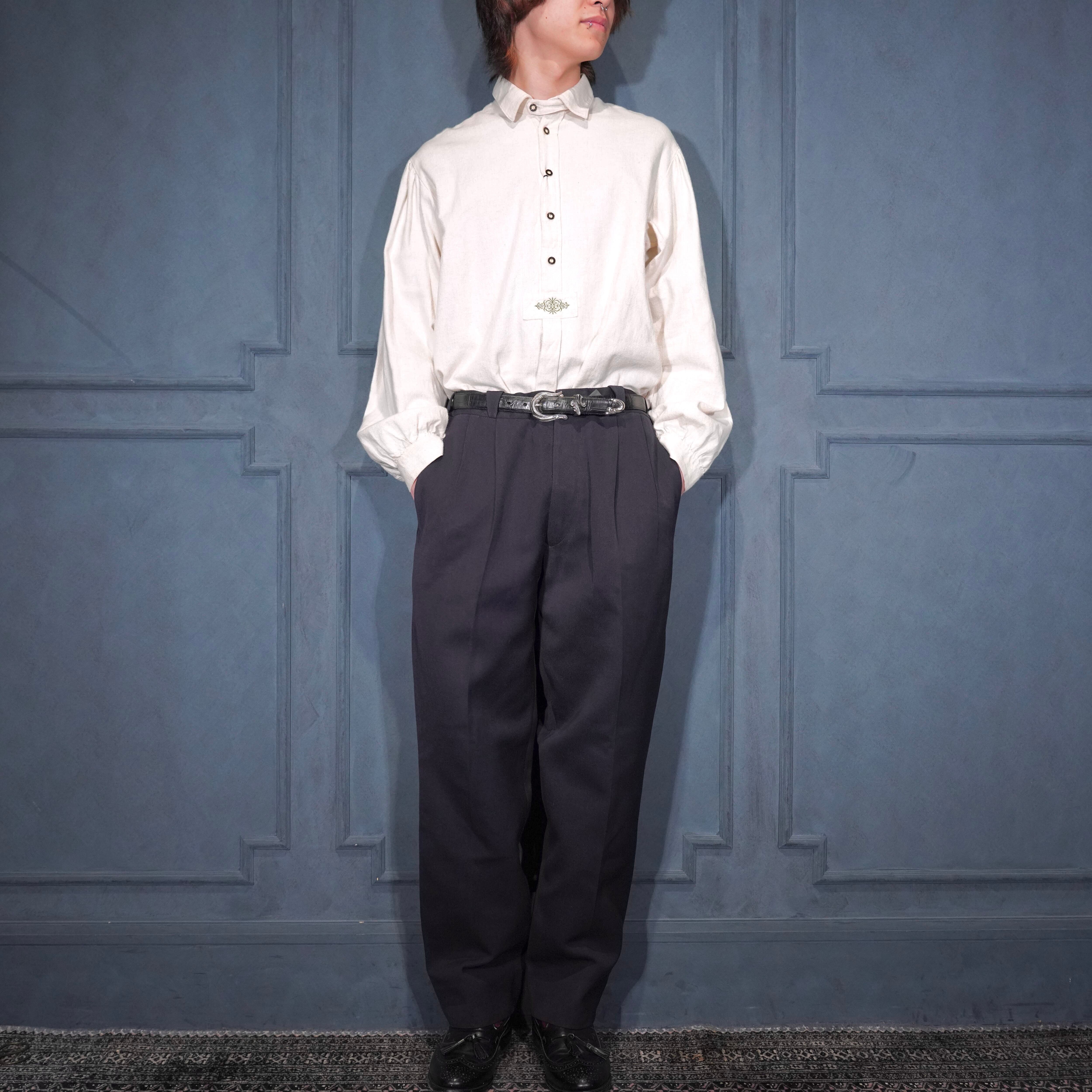 EU VINTAGE TUCK DESIGN SLACKS PANTS/ヨーロッパ古着タックデザイン