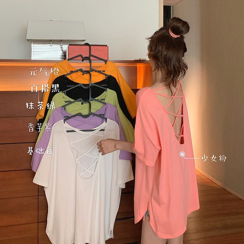 ホルタートップス レディースオータムウィンター薄手ルーズスタイルロングTシャツ ピンク 秋物 冬物 YY-ファッション17229962883