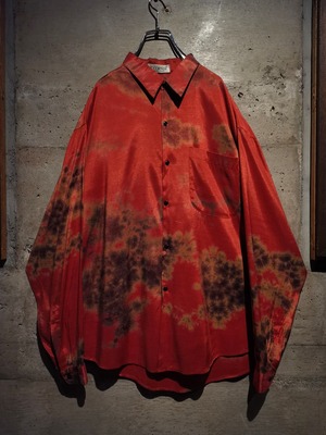 【Caka】Bleach Like Pattern Vintage Loose Thai Silk L/S Shirt