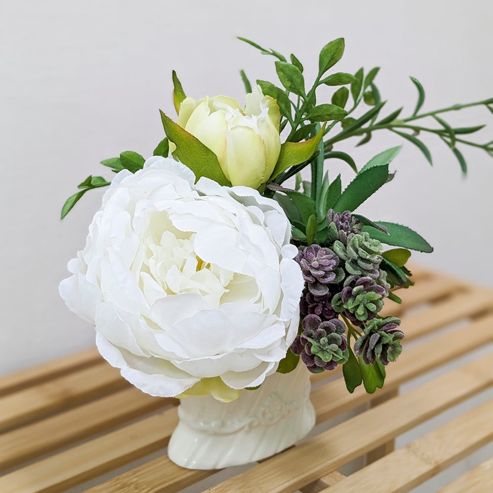 アーティフィシャルフラワーギフト！『ミニアレンジ』ホワイトピオニー