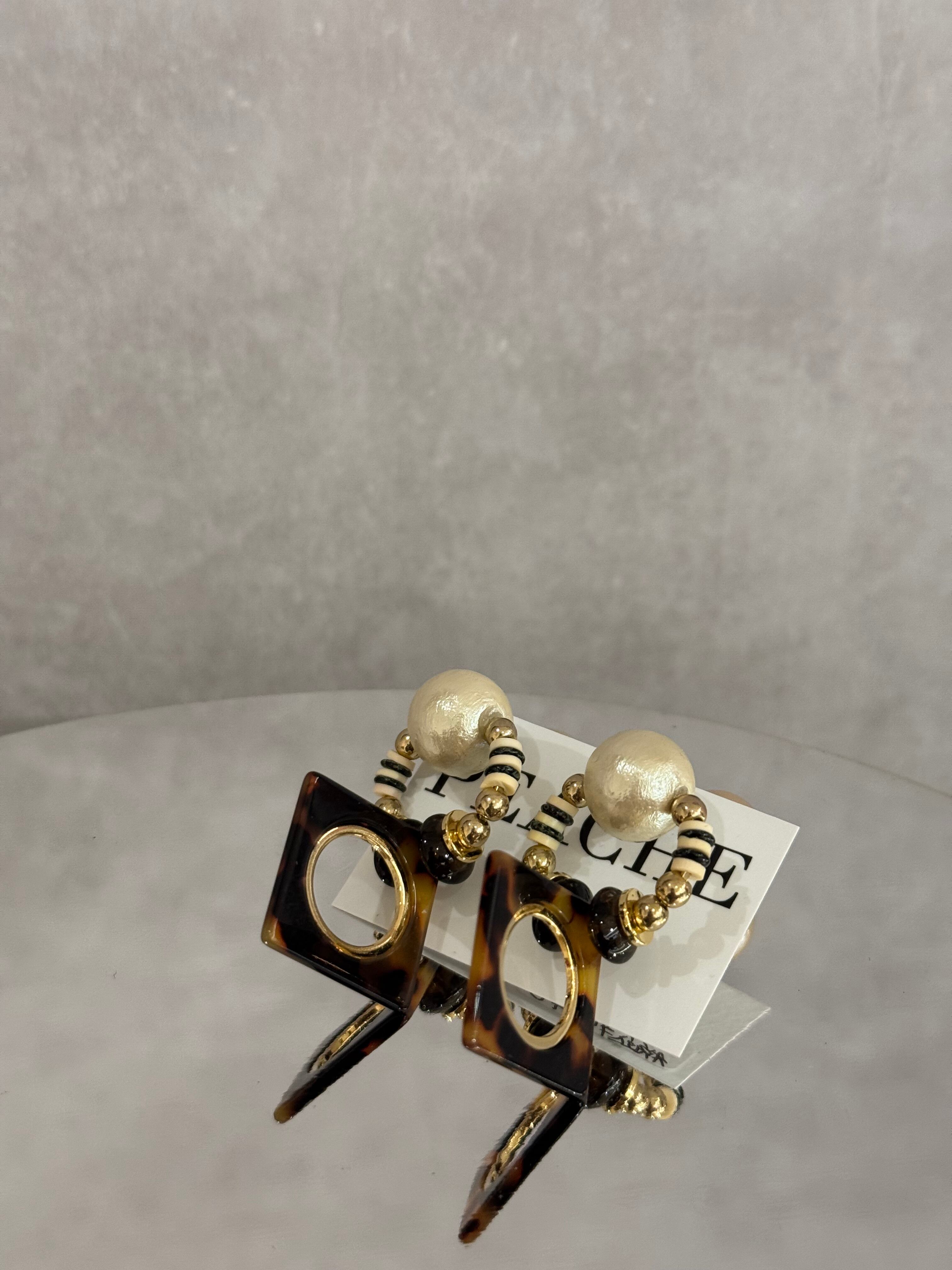 bekko square monotone circle gold