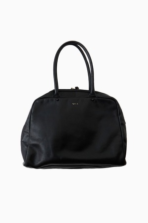 agnès b. VOYAGE BLACK LEATHER BOSTON BAG