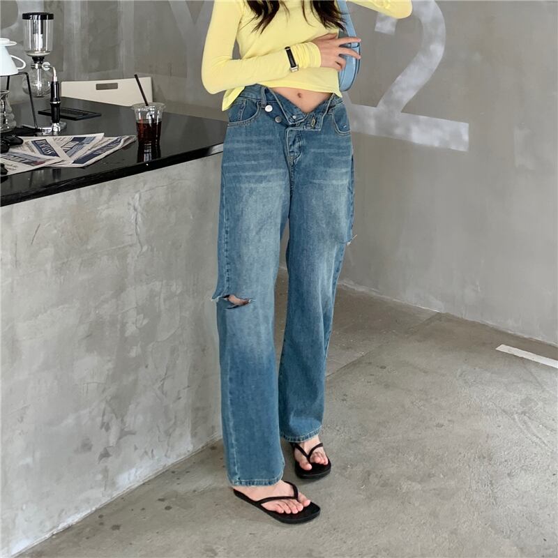 ジーンズ ハイウェストウェストルーズスリムオータムウィンターパンツ 秋物 冬物 YY-ファッション7552289571