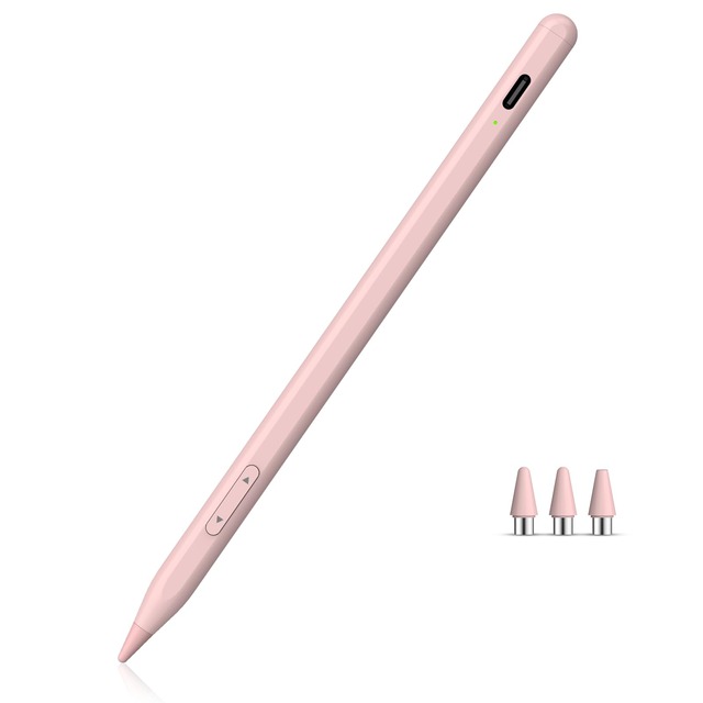 MEKO タッチペン 全機種対応 iPad Android タブレット スマホ対応 15分急速充電 アップルペンシル パームリジェクション ピンク