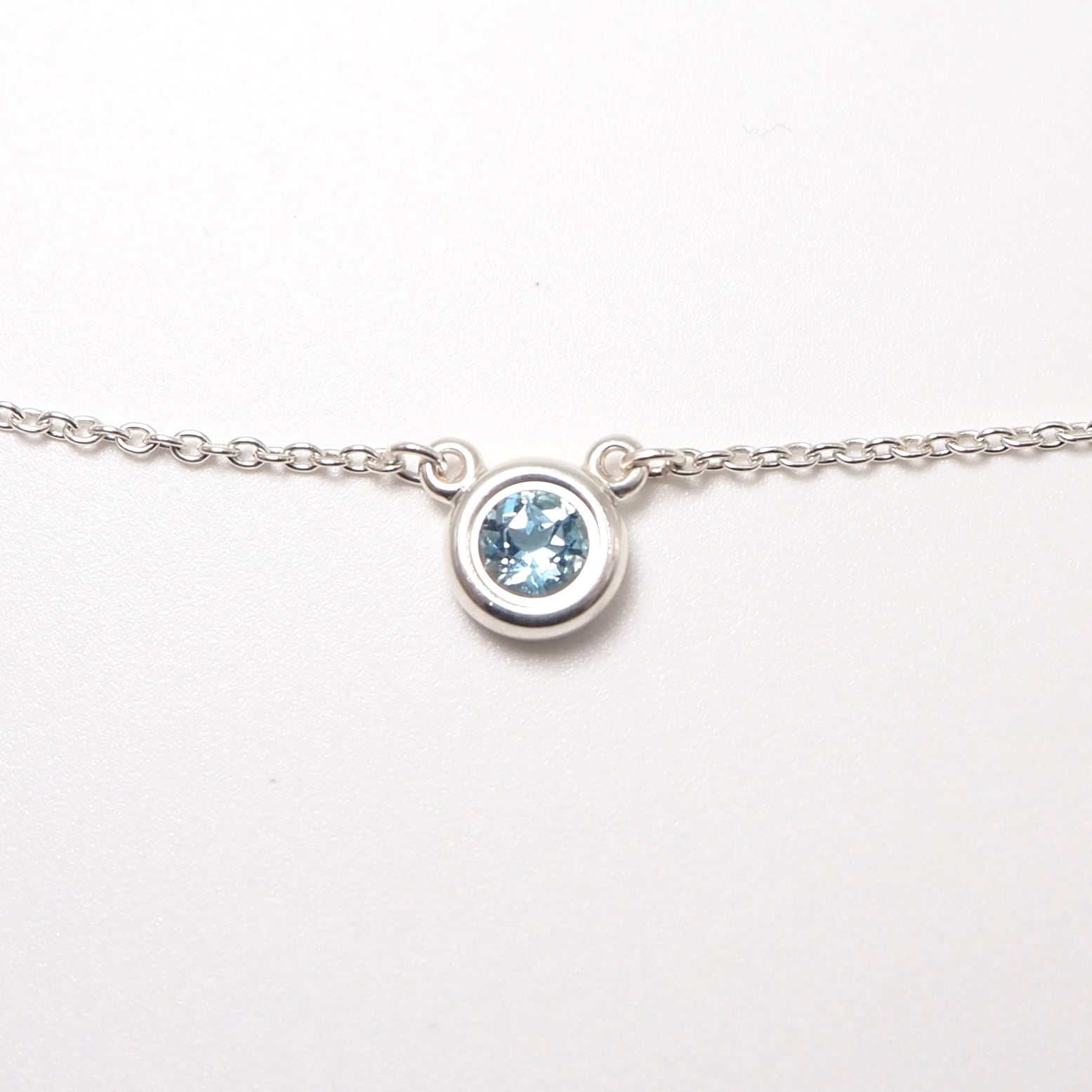 Tiffany&Co. カラー バイザヤード ネックレス アクアマリン シルバー