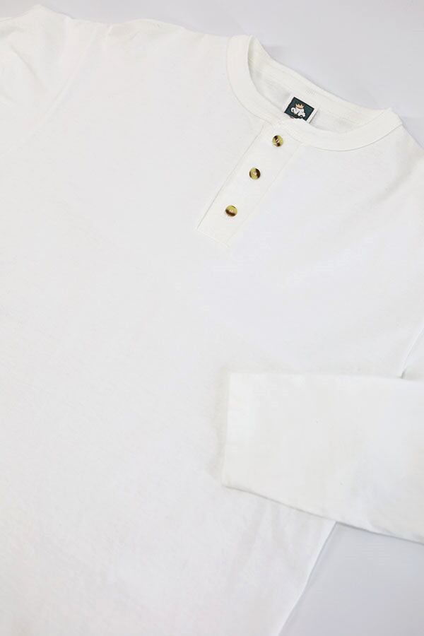 Used 90s USA COTTON DELUXE Henley neck white cotton cutsew Size M ...