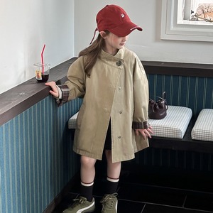秋韓国風ハイネックトレンチコート