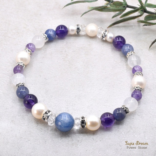 願望を達成させるお守り |  カイヤナイト、アメジストのパワーストーン ブレスレット