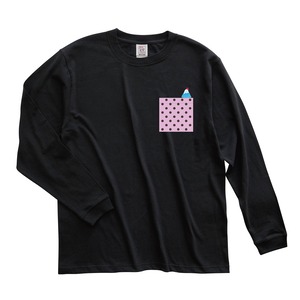 【ロンT】「あめだまとふじさん」[ポケット]ドット柄 / [ボディー]スミクロ色