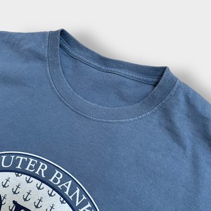 【USA古着】OUTER BANKS NORTH CAROLINA ロゴ プリント Tシャツ ブルーグレー 半袖 夏物 OBX