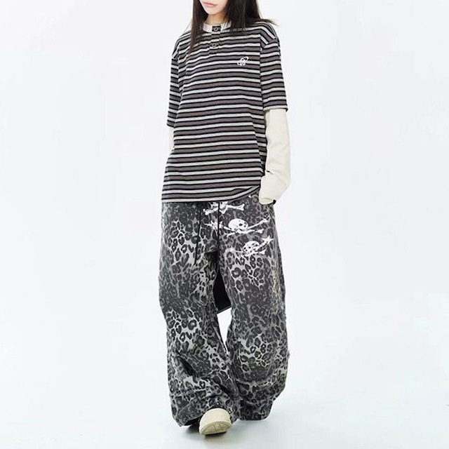 レイヤードスリーブボーダーヘンリーネックTシャツ 2col R02479