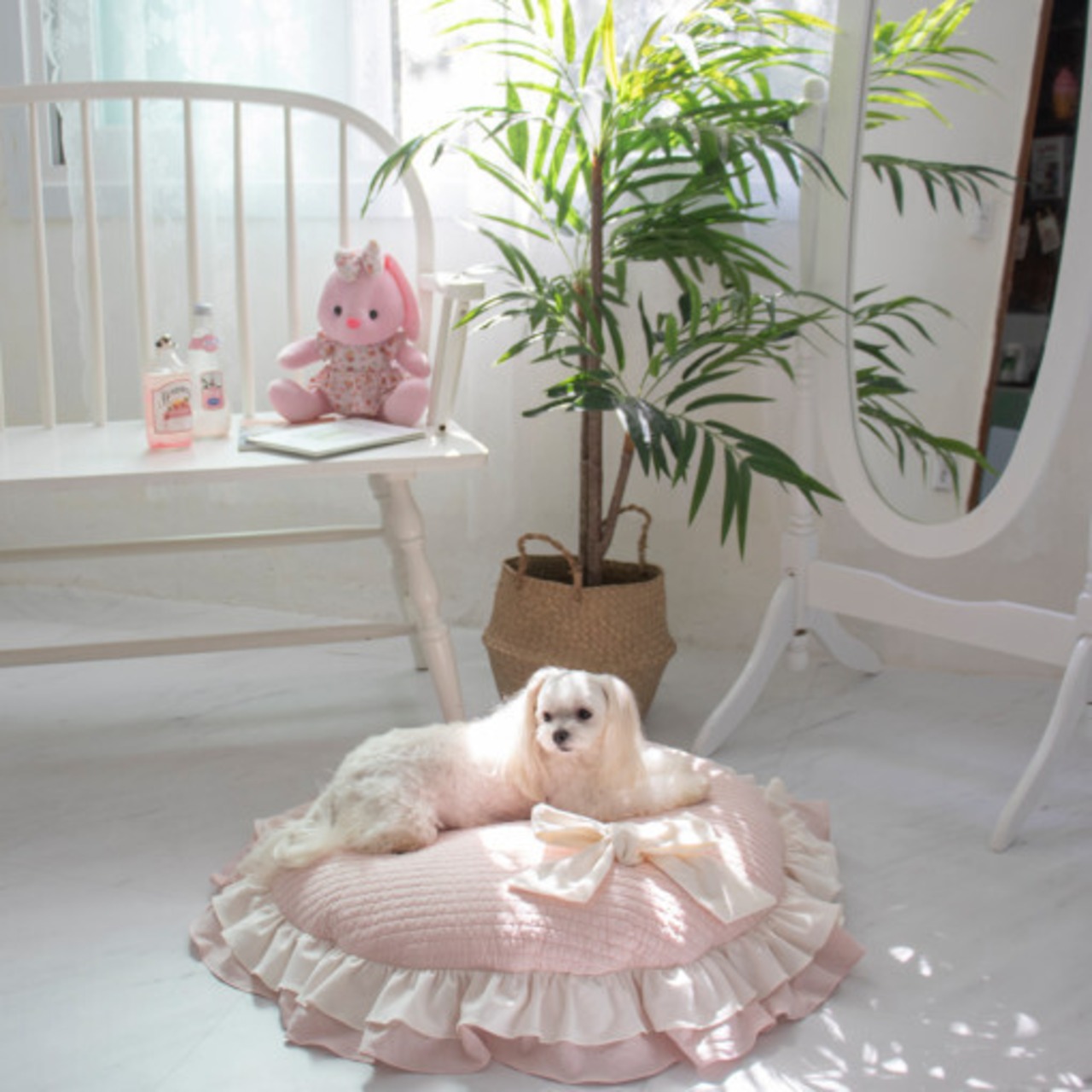 予約【pecoramou select】Cotton Candy Puppy Throw Cushion (Round)