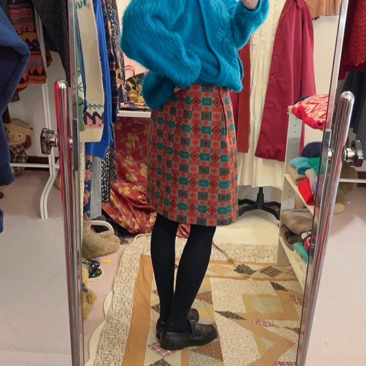 geometric pattern jacquard skirt