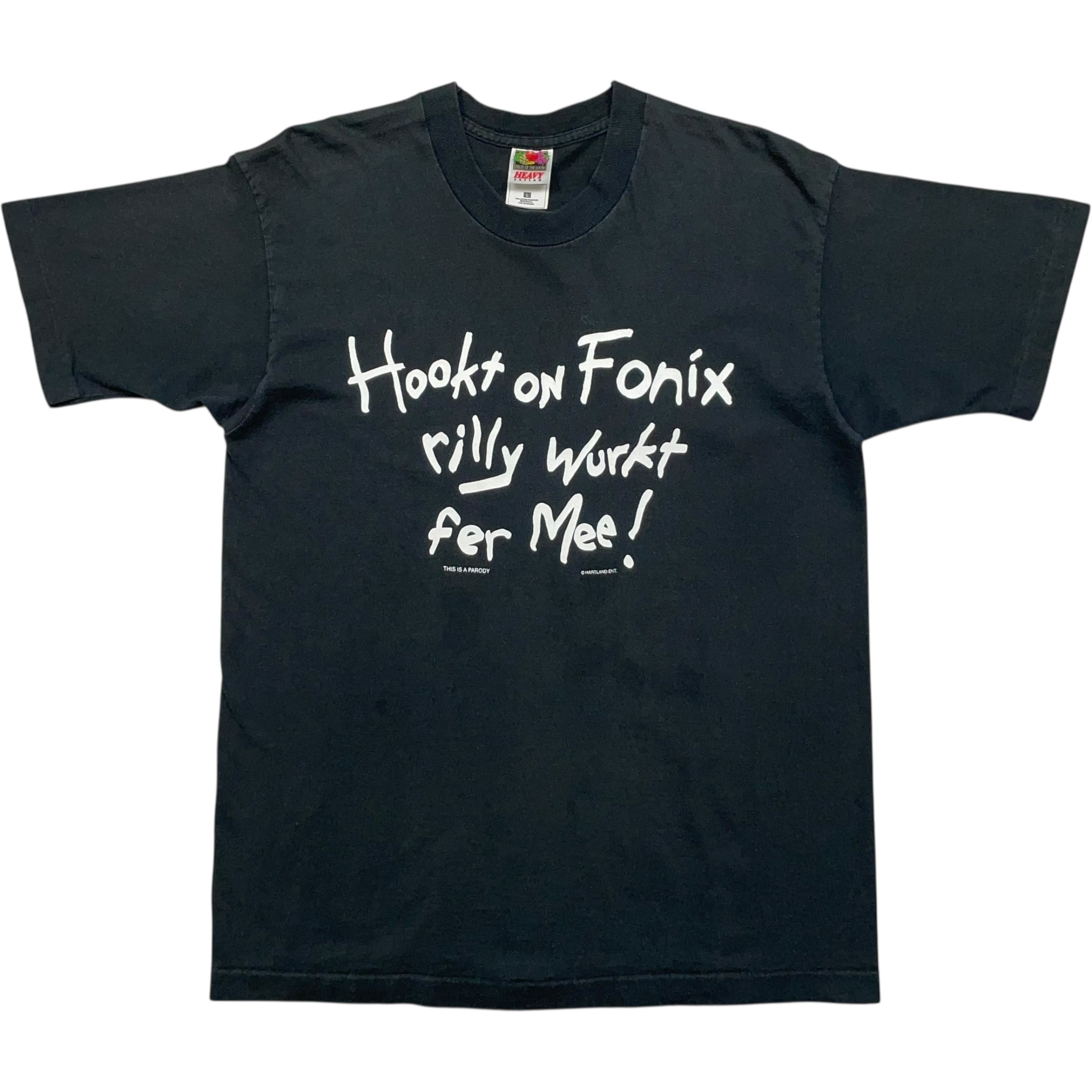 《L》FRUIT OF THE ROOM フルーツオブザルーム Tシャツ フロントプリント シングルステッチ ブラック USA製 90年代 vintage no.8061