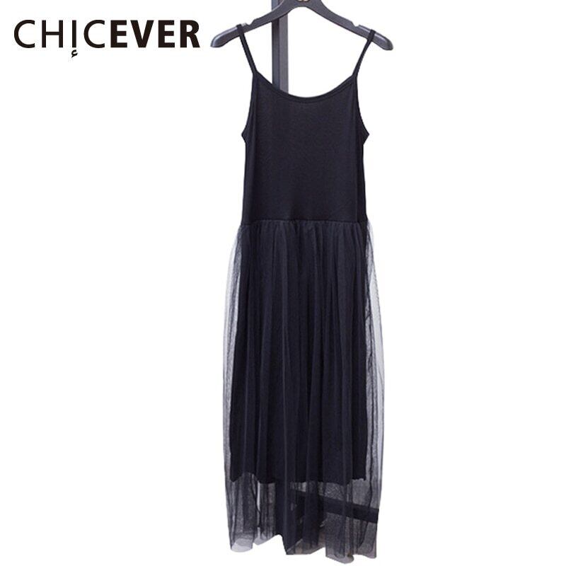 [CHICEVER] 2020セクシーなオフショルダーの夏の女性のドレスルーズスパゲッティストラップメッシュパーティードレス サマー 夏物 6base555155416492