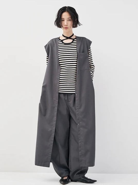 ツイルジレワンピース|チャコールグレー|CHIGNON