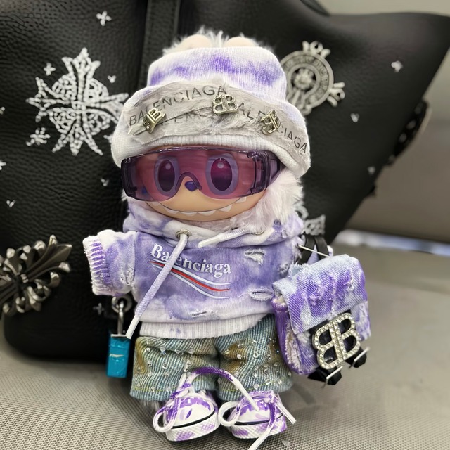 デザイナー感覚！唯一無二の個性的スタイル♡ キュート＆クール！labubu ラブブ タイダイ風 フルセット 遊び心あふれるコーデ 15cm/17cm用