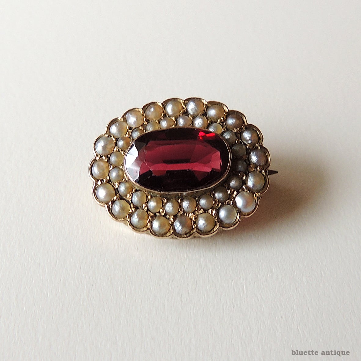 英国アンティークジュエリー 9ctゴールド 天然ロードライトガーネット