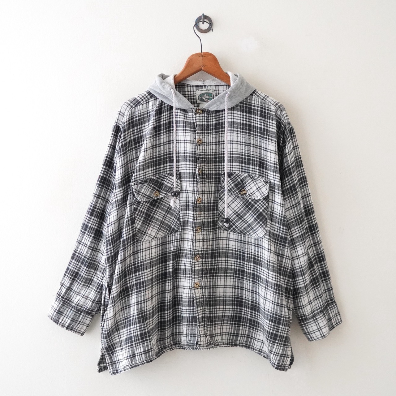 70s Andrew St. John check hoodie shirt