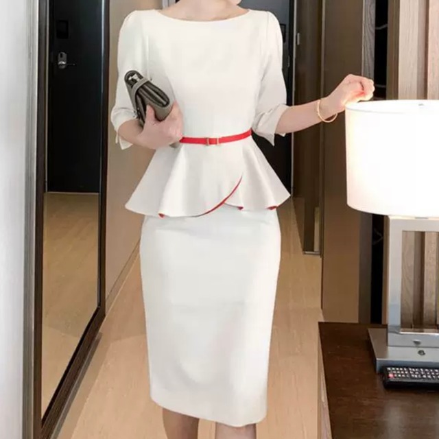 フラワーペプラムワンピース/2color　D062