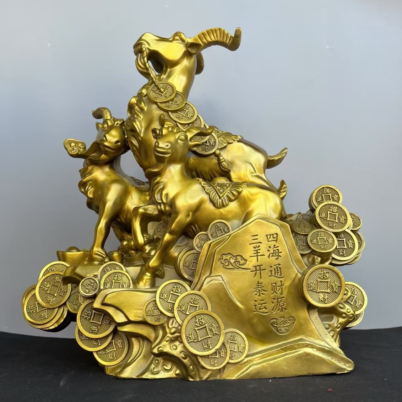 黄銅 166 真鍮 置物 ペンギン 2匹 セット ビンテージ 風水 開運 金運