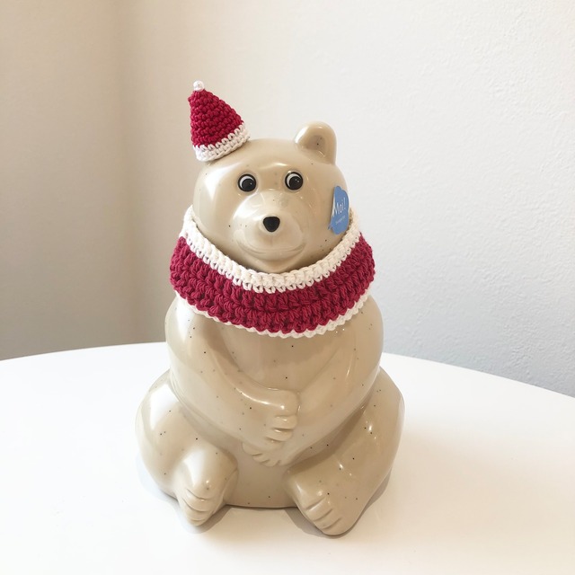 白くま貯金箱用　クリスマスマフラー＆帽子セット　フィンランド　北欧