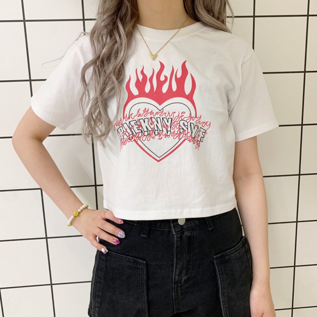 55%OFF】FIRE HEART ショート丈Tシャツ | VOLCAN&APHRODITE