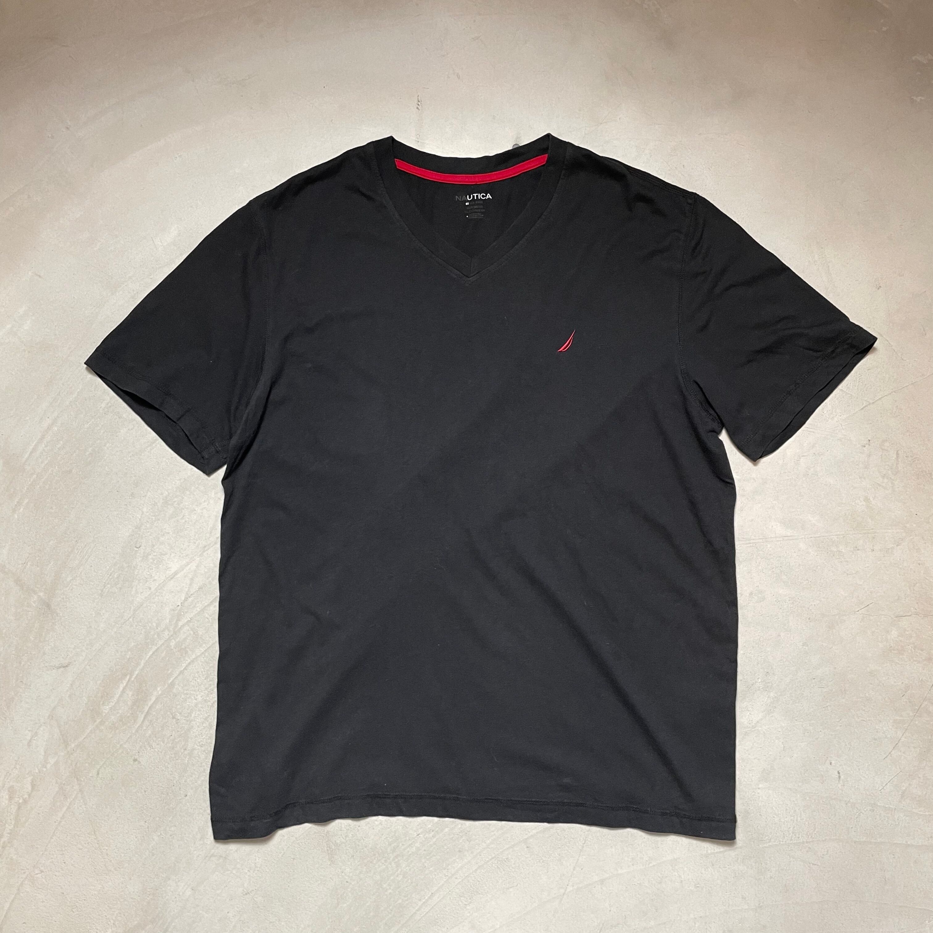 ビッグサイズ NAUTICA ノーティカ ワンポイントロゴ刺繍 Tシャツ メンズ XL 古着 ブラック