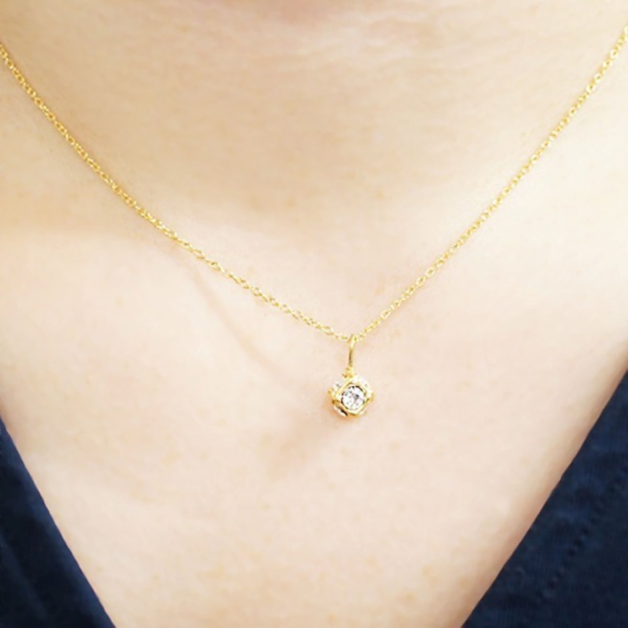 ロストフライ・ジェムペンダント［キューブ/cz］-satis flos-｜316l ステンレス アクセサリー ネックレス ペンダント キュービックジルコニア レディース メンズ プチプラ｜ジュエリー プリマカフェ