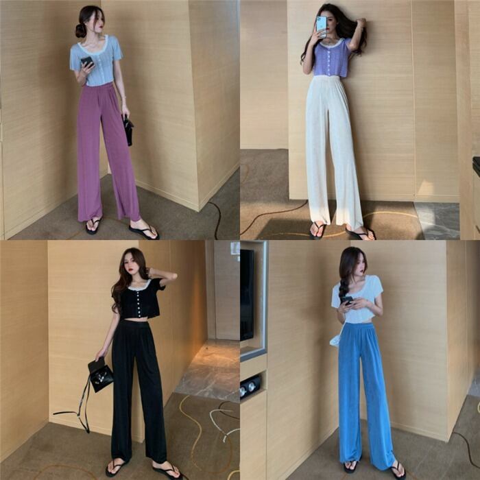 パンツ スプリングスタンダードハイウェストウェストカジュアルルーズ薄手 レトロ 春物 ドラファッションホール43318008318