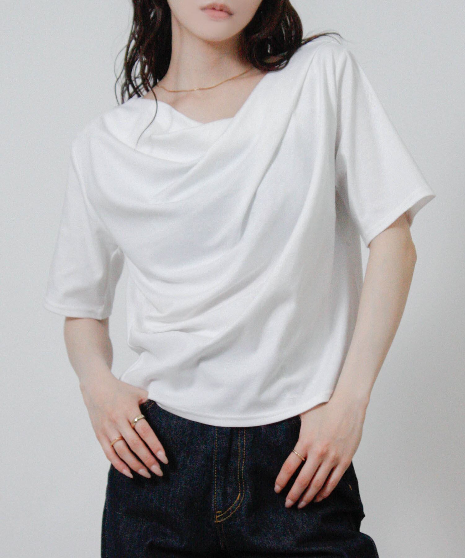 ドレープネック半袖Tシャツ