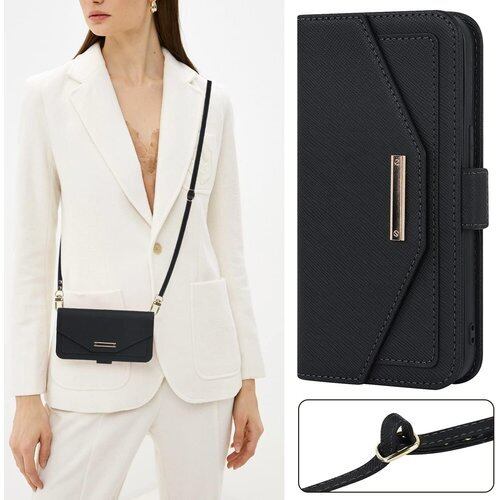 Cavor iPhone15 Pro Max 手帳型ケース 肩掛け 首かけ 斜めがけ ショルダー ケースiPhone15 Pro Maxスマホケース ショルダー 鏡付き iPhone15 Pro Max 財布型 ケース iPhone15 Pro Max スマホケース カード収納 携帯カバー マルチパスケース スタンド機能 mirror 可愛い女性 Qi急速充電対応 ブラック 2342