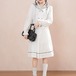 【2点セット】セーラーカラーダブルボタンピンタックブラウス＋フレアスカート ・78860