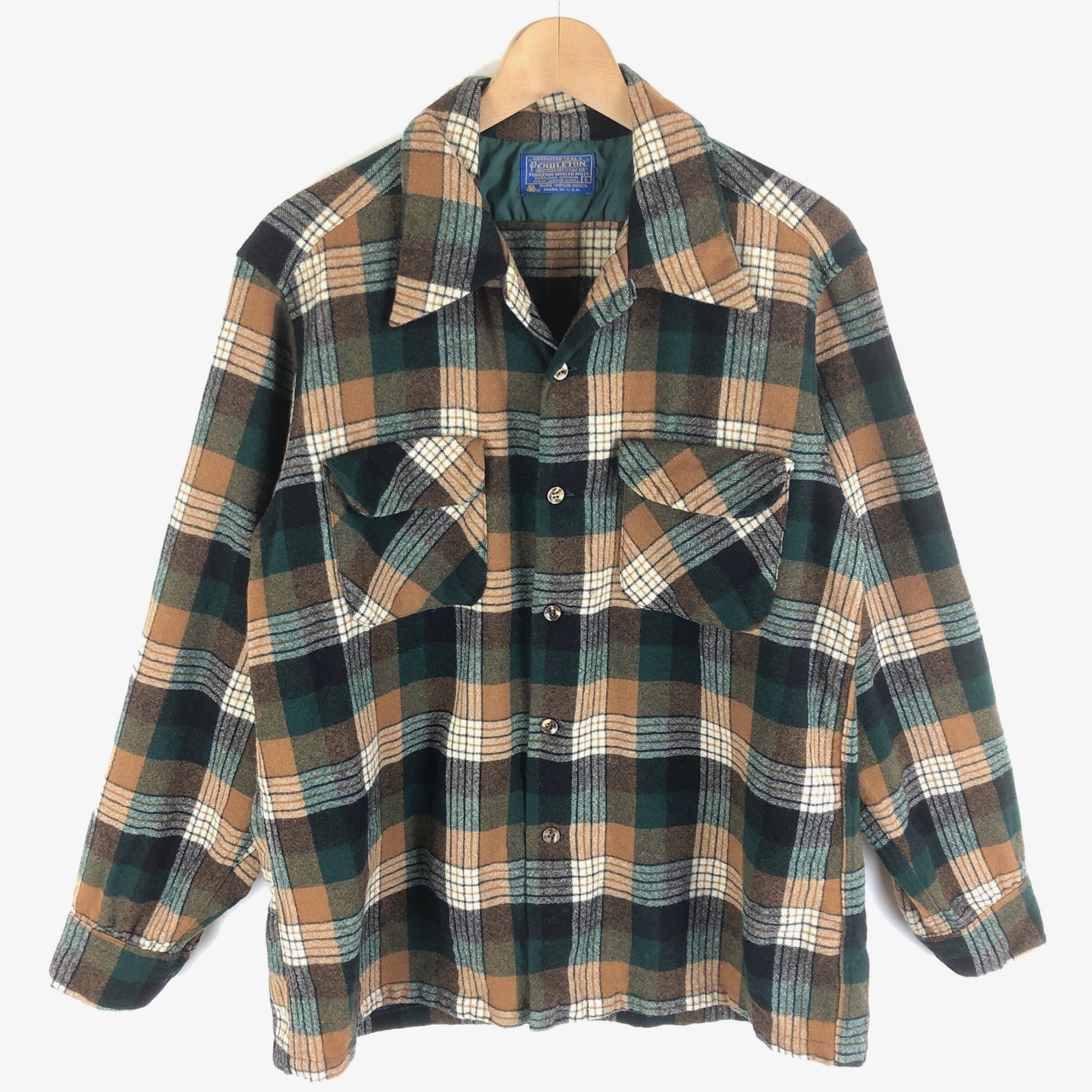 Pendleton 100% おっきかっ ヴァージンウール 長袖ネルシャツ S 