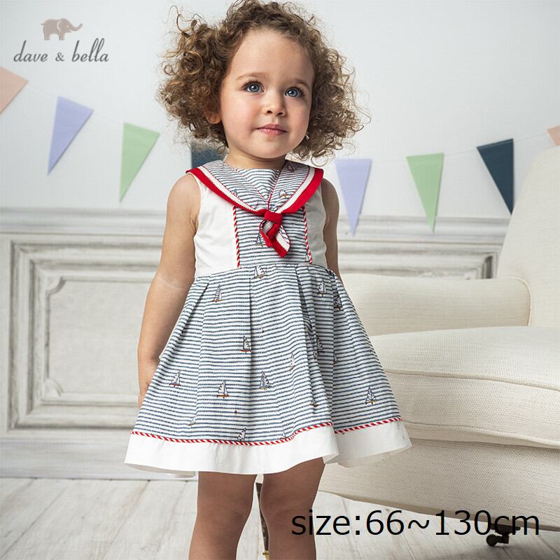 ベビー キッズ ワンピース Dave Bella 66 130cm ワンピース ストライプ ノースリーブ セーラー ブルー 女の子 夏 海外子供服専門通販サイト リーファ