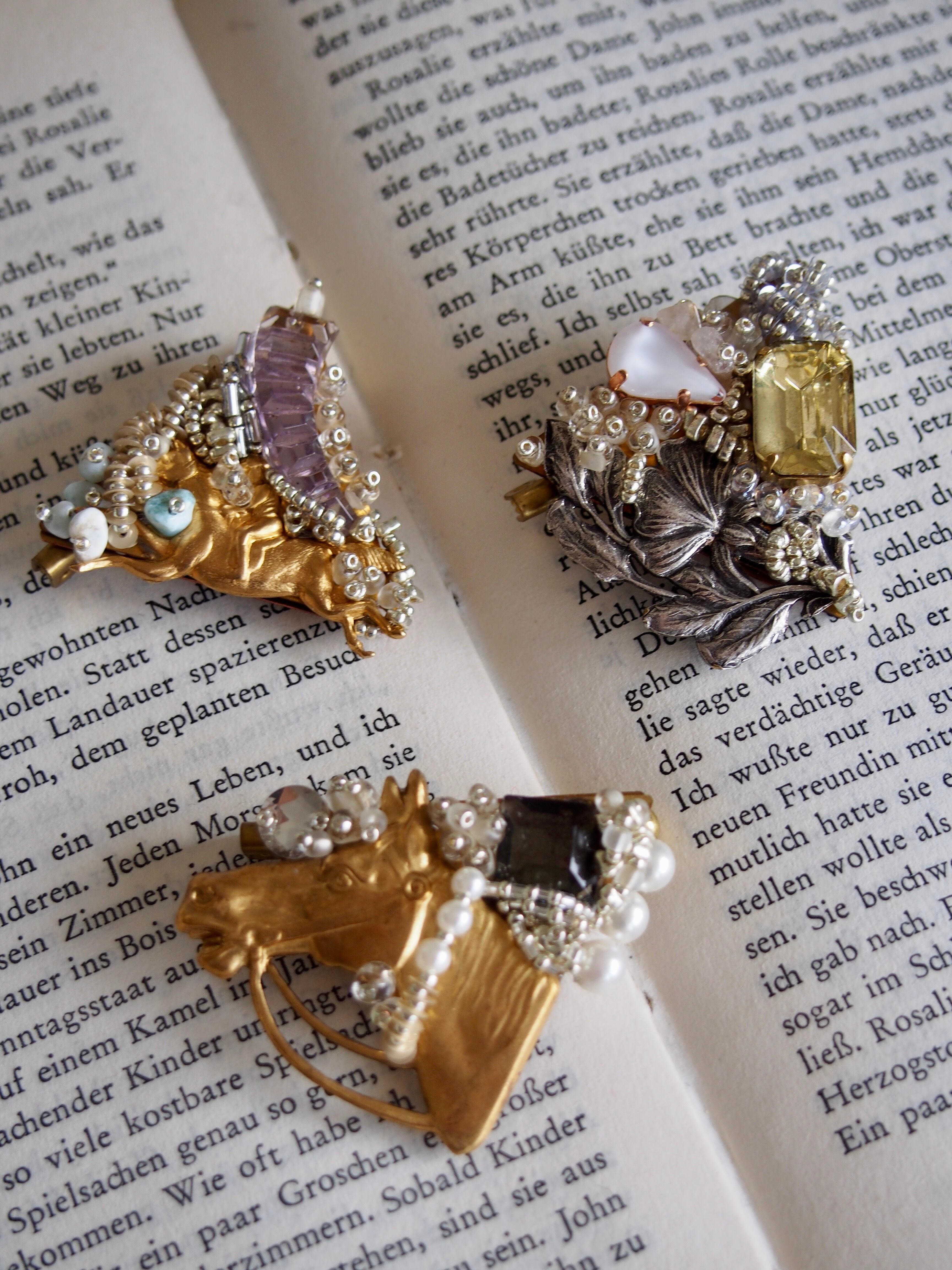 " Lily loop tie collage Necklace and Brooch"