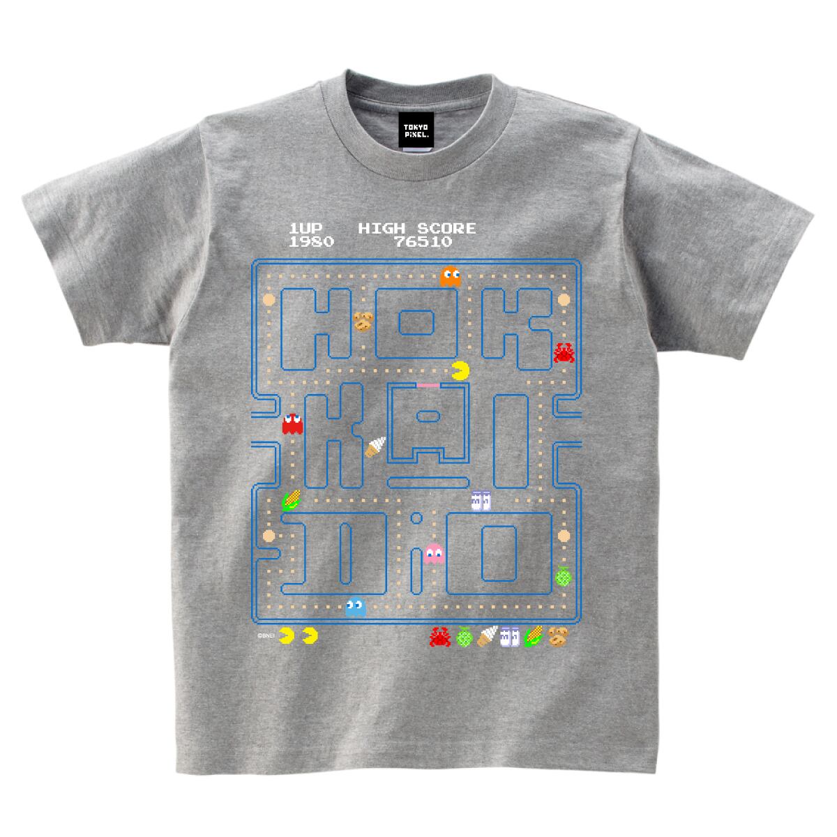 ご当地パックマン 「 Hokkaido 」 Ｔシャツ グレー  (CONTROLLER 限定商品)