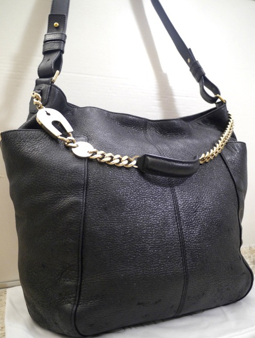 レア24万★JIMMY CHOO ジミーチュウ ANNA アンナ A4対応 大容量 バイカーチェーン 2way レザー トート バッグ 黒★ 希少なANNAのトート型♪