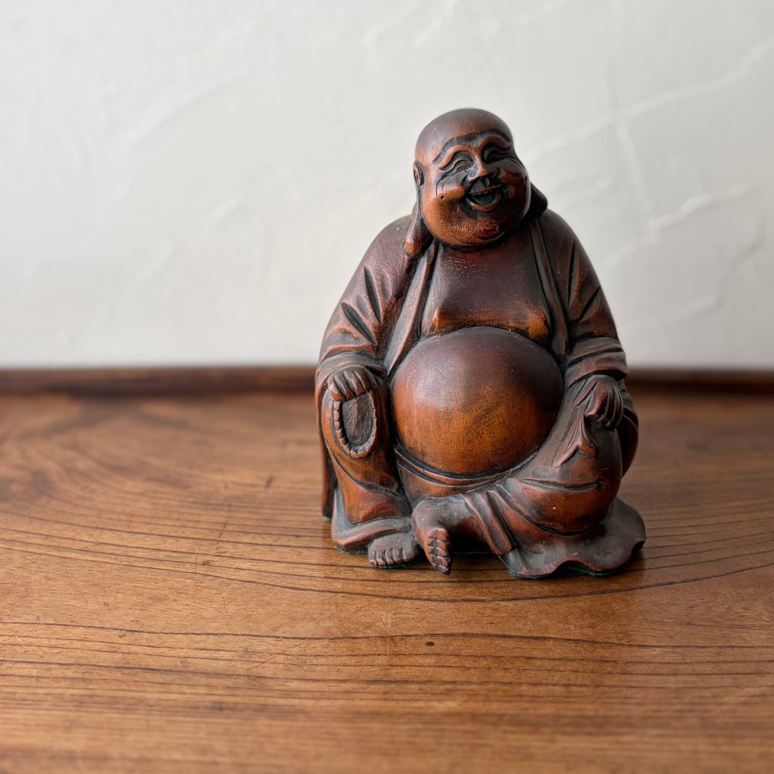 時代物 古黄瀬戸 布袋様 七福神 仏像 置物 縁起物 R7112348 木彫りの布袋様 七福神 置物 縁起物 | 古家具古道具kuon