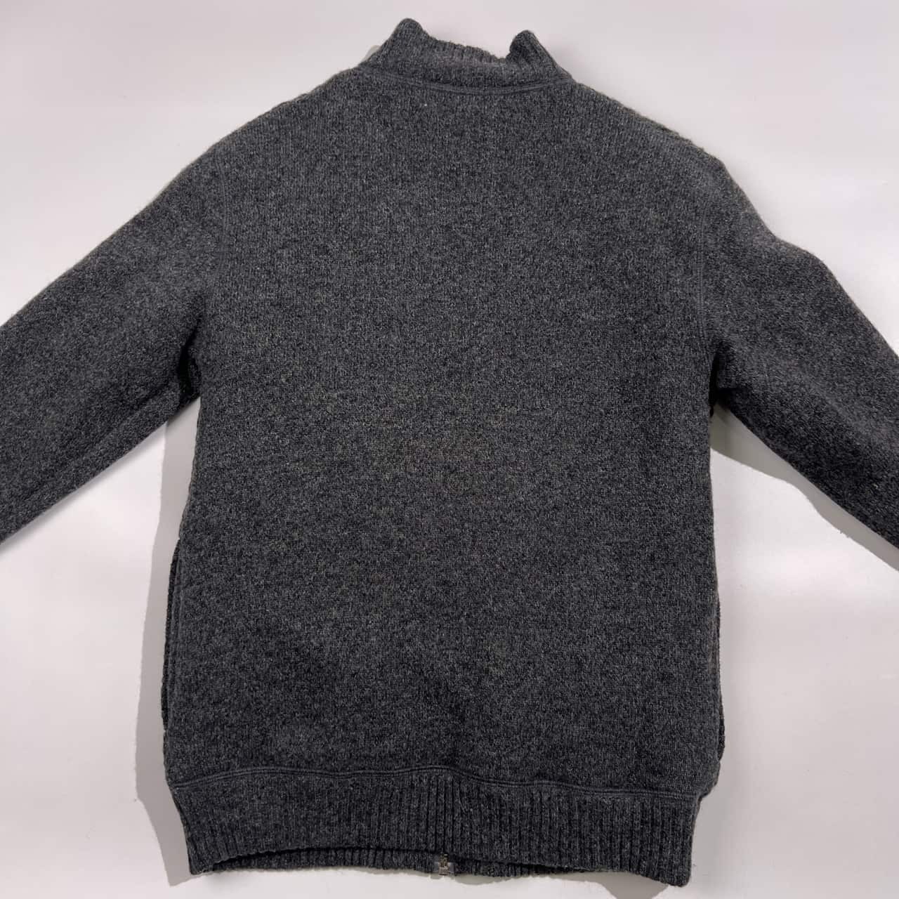 Crocodile クロコダイル フルジップ デザイン 中綿 ウール ニット ジャケット M/ダークグレー系 メンズ