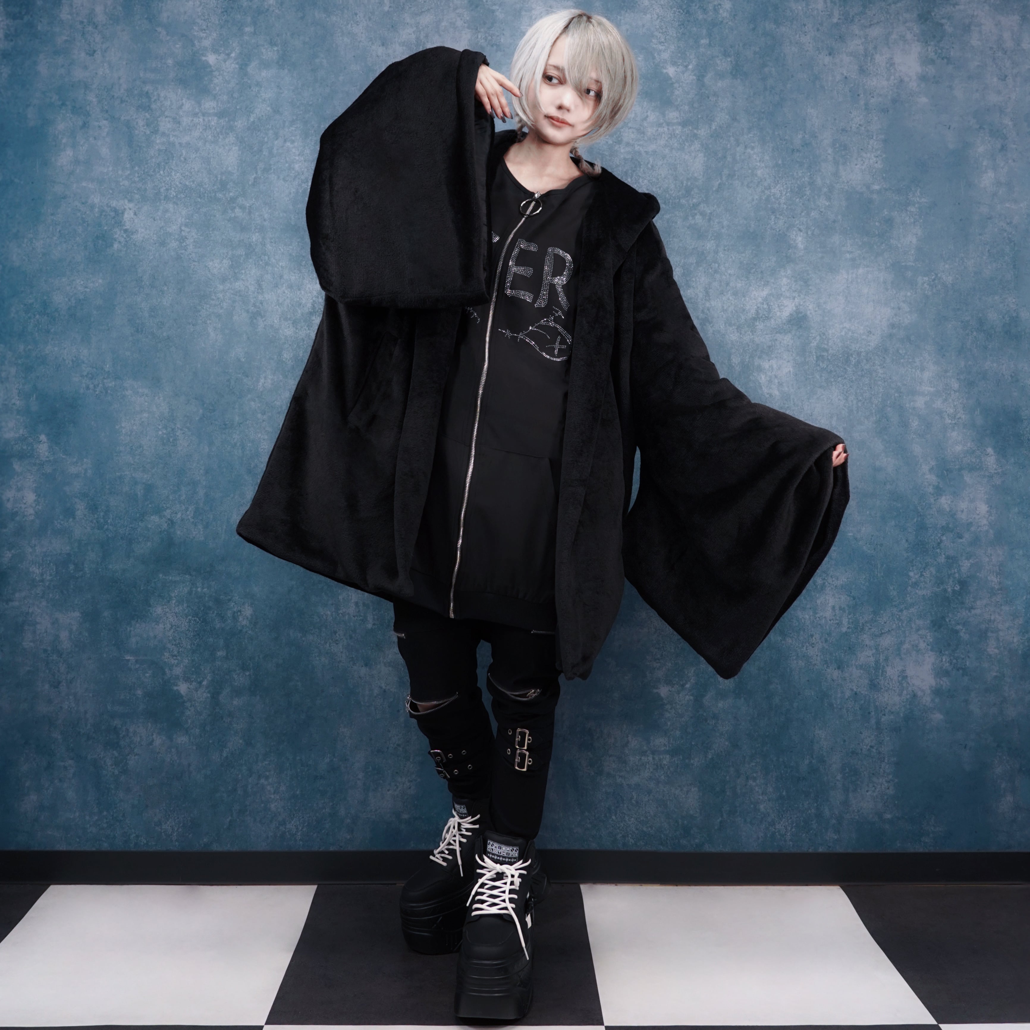 着物袖風ふわもこBLACK OUTER | NIER CLOTHING